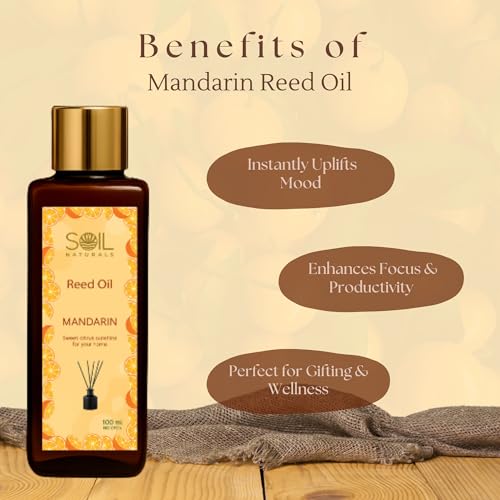 Image of Mandarin Reed Diffuser Oil -100 ml| Pure Natural Mandarin Aroma | Reed Diffuser Refill | Home, Office Long-Lasting Aromatic Fragrance Non-Toxic Reed Oil for Diffusers | ISO & GMP