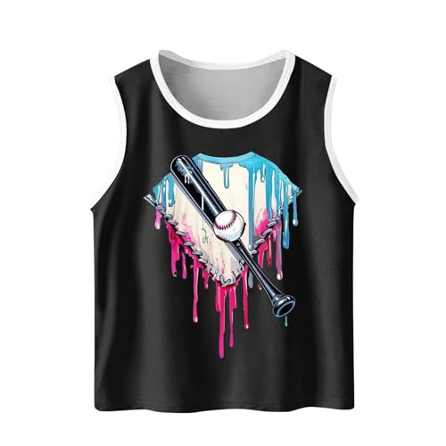 wodceeke Toddler Boys Girls Tank Tops Baseball Printed Sleeveless Shirts Kids Summer Casual Workout Sports Vest
