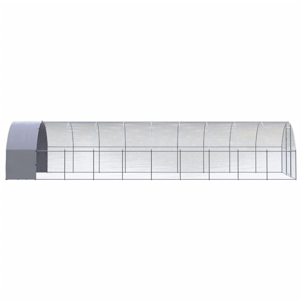 Gallinero de 3 x 10 x 2 m – Gran recinto exterior de acero galvanizado para aves de corral, gallinas y animales pequeños con toldo de polietileno, jaula de rueda libre resistente con malla de