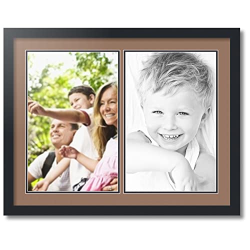 ArtToFrames Collage Photo Frame Double Mat with 2 - 11x17 Openings and Satin Black Frame