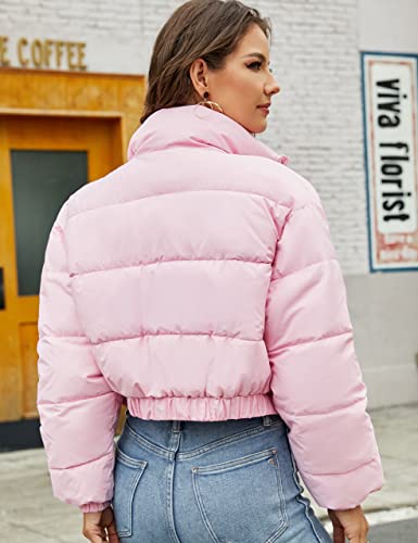 Flygo Cropped Puffer Jacket Women 2025 Winter Warm Zip Up Padded Short Quilted Jackets Down Coat3
