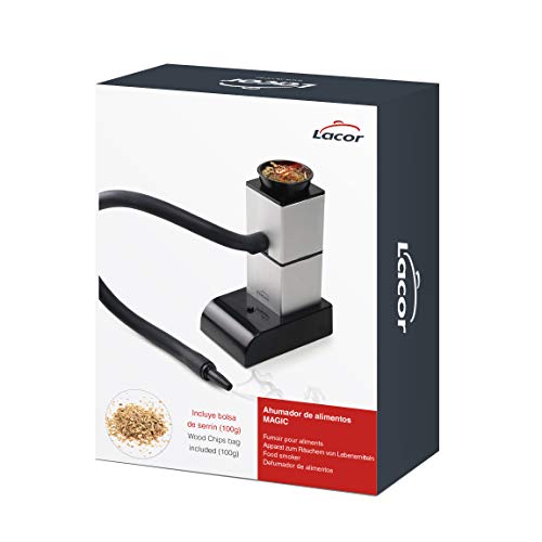 Lacor - 69221 - Magic Food Smoker, Smoking Gun, Kochen Raucher, Enthält Ersatzfilter und Olive Serrén Tasche, Ideal zum Rauchen und Aroma Lebensmittel