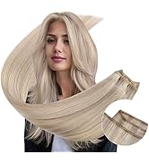 Ugeat Weft Hair Extensions Human Hair Ash Blonde Highlights Bleach Blond Real Human Hair Sew In H...