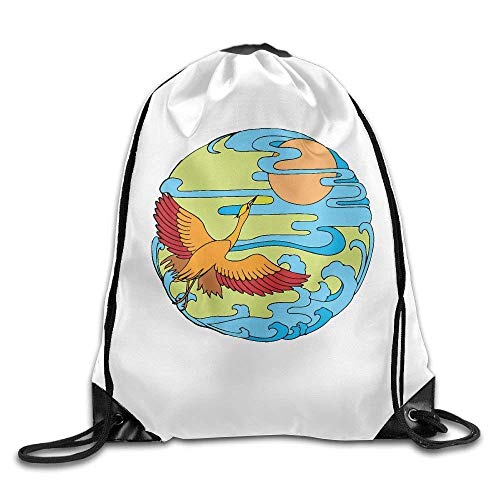 N A NA Mochila con cordón para el Hombro  diseño de Nubes japonesas clásicas y grúas