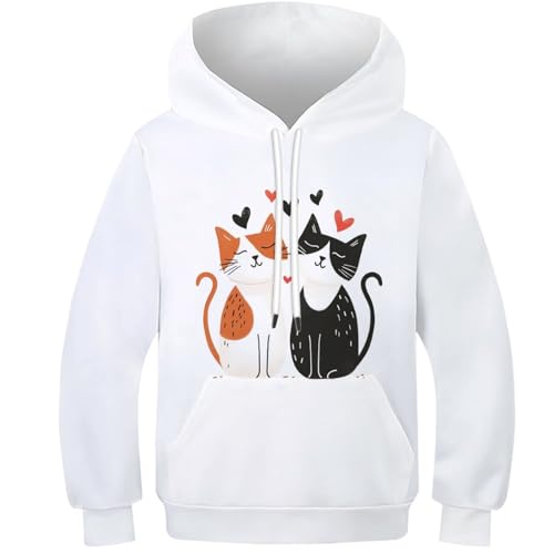 Sweat à capuche chaton mignon imprimé 3D pour enfants de 6 à 15 ans