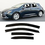 ZZDSNJ Tape-On Rain Guard 4-Piece for 2019-2022 Toyota Corolla Hatchback Windows Visor Shield Shade Smoke 1922KLL HB
