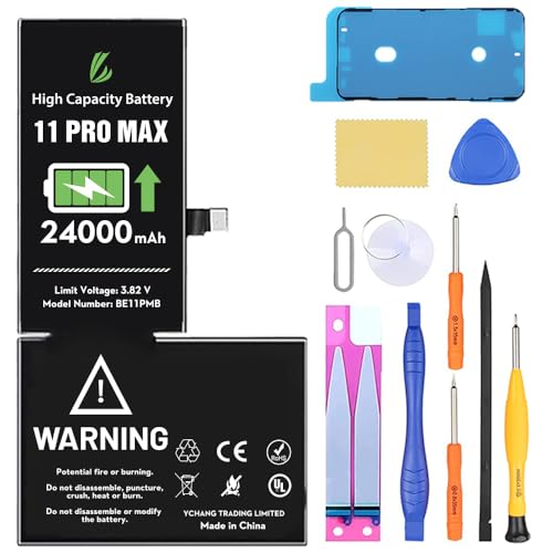 LL TRADER Battery for iPhone 11 Pro Max 24000 mAh High Capacity Replacement Battery for iPhone 11 Pro Max (A2161A2220A2218) with Full Set Repair Tool Kit for USA 2026 NEW