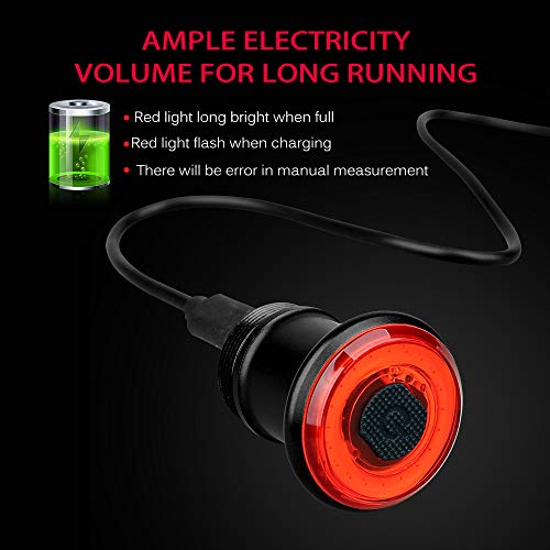 Andoer Lanterna traseira para bicicleta lanterna elétrica recarregável à prova d'água luz traseira