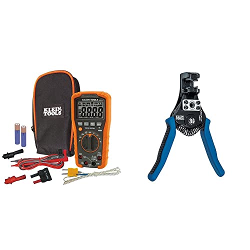 Klein Tools MM600 Multimeter, Digital Auto-Ranging & 11063W Wire Cutter / Wire Stripper, Heavy Duty Automatic Wire Stripper Tool for 8-20 AWG Solid and 10-22 AWG Stranded Electrical Wire