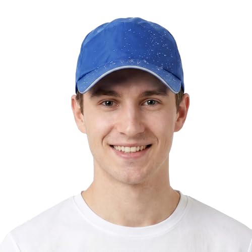 Image of Mens Waterproof Baseball Cap Womens Rain Hat Quick Dry Running Hat with Sweatband Outdoor Golf Breathable Sports Cap