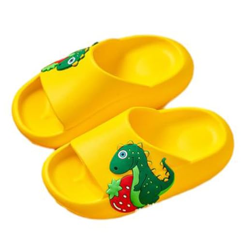 Cute Cartoon Design Kids Sandals Boys Toddler Girls Dinosaur Slippers Friendly Shoes for Beach Pool Shower Indoor and Outdoor Use(Little Kid 10.5-11.5(175mm), Yellow)