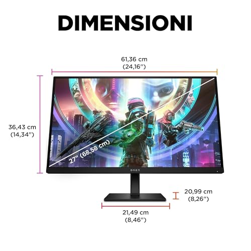 OMEN 27qs Monitor da 27 Pollici, Pannello IPS da 16:9 QHD da 240 Hz, 1 ms, Display HDR 400, Antiriflesso, 400 Nits, AMD FreeSync, NVIDIA G-SYNC, VESA 100x100 mm, HDMI 2.0, USB-A e B - Monitor - Immagine 7