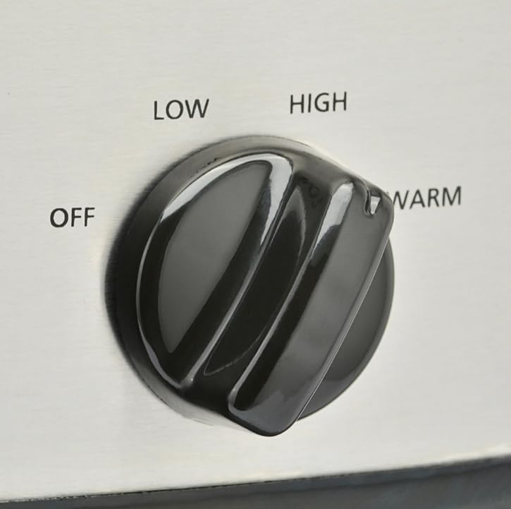 Stainless Steel 6 Quart Oval Slow Cooker with Glass Lid, 3 Temperature Settings