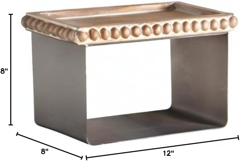 47th & Main Wood and Iron Floating Wall Shelf, Small, Beaded