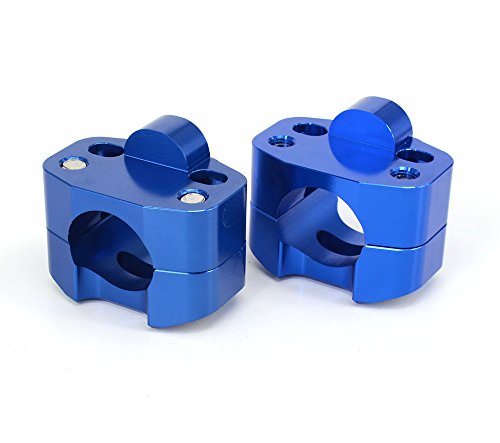 1 1/8" 28Mm Motorcycle Handlebar Handle Bars + Riser Mount Clamp + Pad + Grips Set For Yz65/Yz85/Yz125/Yz250/Yz250F/Yz450F/Wr250F/Wr450F/Ttr230/Pw50/Pw80/Wr250R Dirt Pit Bike Off Road Bike Blue #TOP4