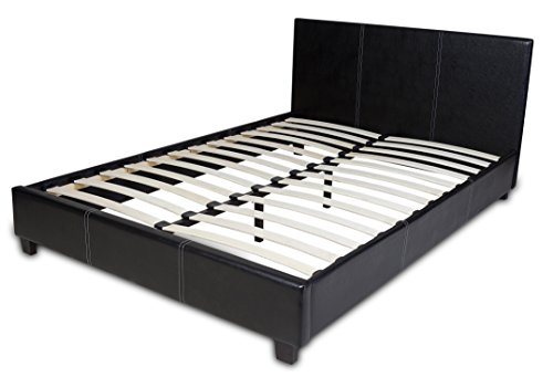 PAVIA/PRADO 4FT 6" DOUBLE BED FRAME - BROWN FAUX LEATHER FINISHING