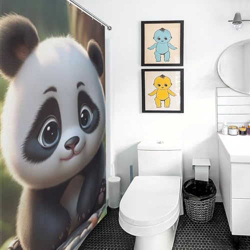 Rideau de douche panda impermeable anti eclaboussures pour baignoire propre - 3