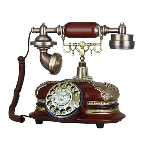 Image of TelPal Retro Vintage Antique Style Rotary Dial Button Desk Telephone Phone Home Living Room Decor