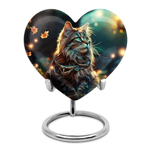 Image of Cat Urns for Ashes - Heart Urn for Human Ashes - Decorative Urns - Urns for Ashes Adult Female Mom - Urn for Dad - Cremation Urns for Human Ashes Adult Male (Size - 3 inch Pack of 1)