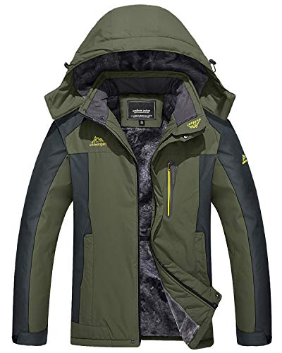 TACVASEN Mountain Jackets for Men Outdoor Waterproof Windproof Rain Jackets Coats, Green, XL