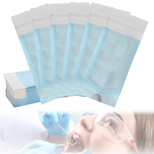 WHYCNJL 50 Pièces Pochette de Stérilisation, Sac de Stérilisation Autoclave, Sac de Stérilisation Scellé Jetable, Sachets de Stérilisation...