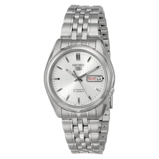 SEIKO Relógio automático masculino coleção 5-7S - com calendário de dia/data, ponteiros luminosos, caixa e pulseira de aço inoxidável, PRATA - SNK355, Relógio mecânico e automático