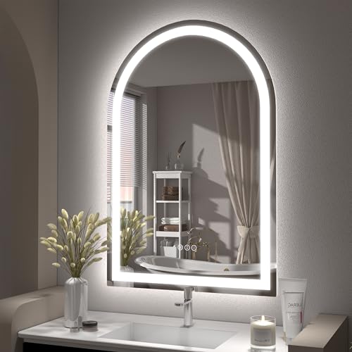 CHARMOR 24x36 Inch Arched LED Mirror for Bathroom, Dimmable Lighted Vanity Mirror for Wall, Backlit...