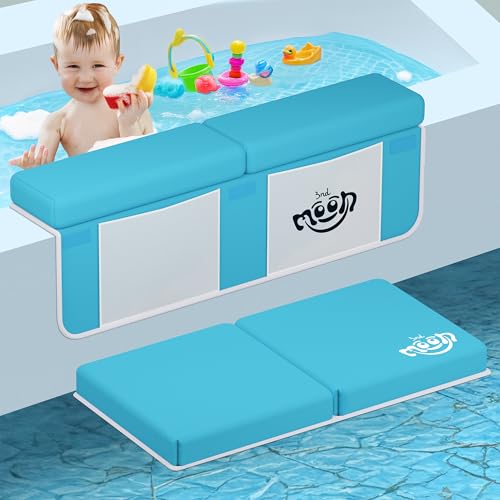 Image of 3rd Moon Baby Bath Kneeler and Elbow Rest Pad Set - 1.5" Thick Knee Pad for Bathing Babies, Non-Slip & Soft Bath Kneeling Pad for Toddlers, Quick Dry Bathtub Mat with Toy Organizer
