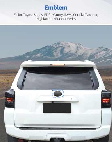 Image of for Toyota Emblem Rear Tailgate Badge Emblem Logo Cover Trim Fit for Toyota Series, for Camry, RAV4, Corolla, Tacoma, Highlander, 4Runner Series, 5.27x3.7 inches, Black