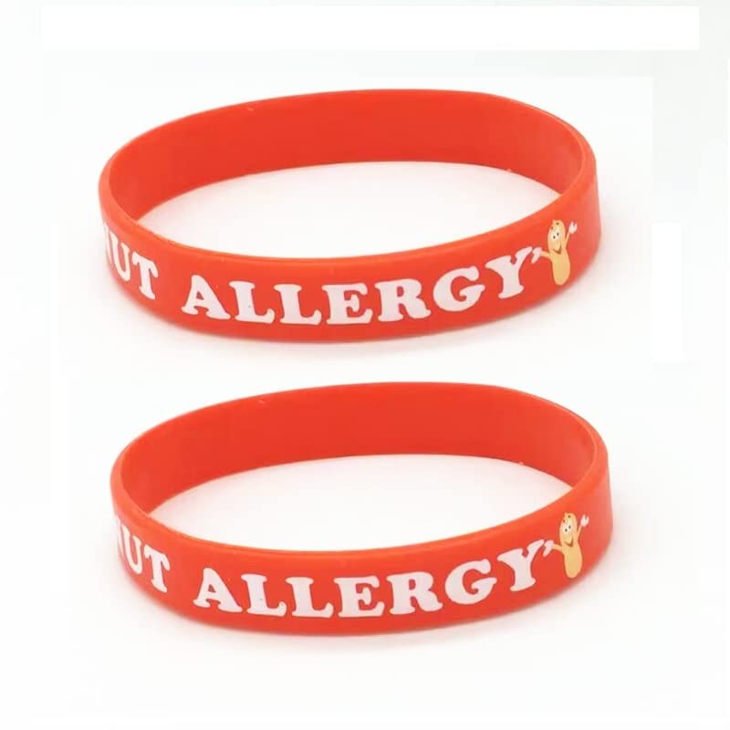 Caiyao Hearing Impaired Medical Alert ID Bracelets Blood THINNER Diabetic Type 1/2 Rubber Medical Awareness Emergency Warning Wristbands Bracelet-PEANUT ALLERGY