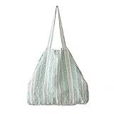 LinenMe Borsa da Spiaggia Multistripe in lino Aqua Foam