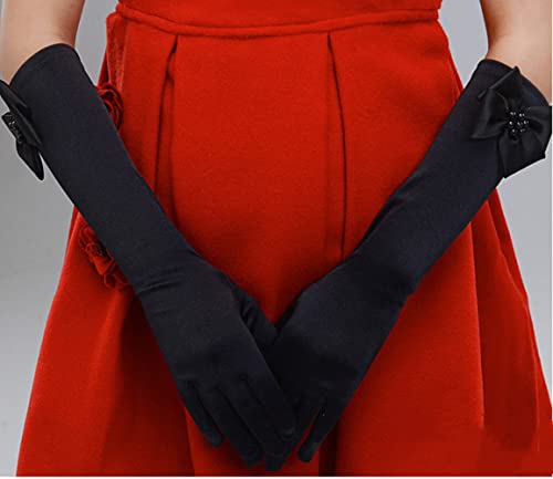 Girls Princess Gloves Kids Long Dress Up Bows Gloves Stretch Satin Costume Glove for Performance Party Photography Wedding2