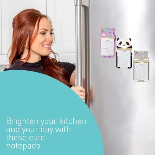 Image of AccuPrints Pack of 3 Magnetic Fridge Memo Notepad with pencils inserted for Notes | Cute Animal Memo Pad for kitchen Fridge /Office Godrej /Metal Wardrobe