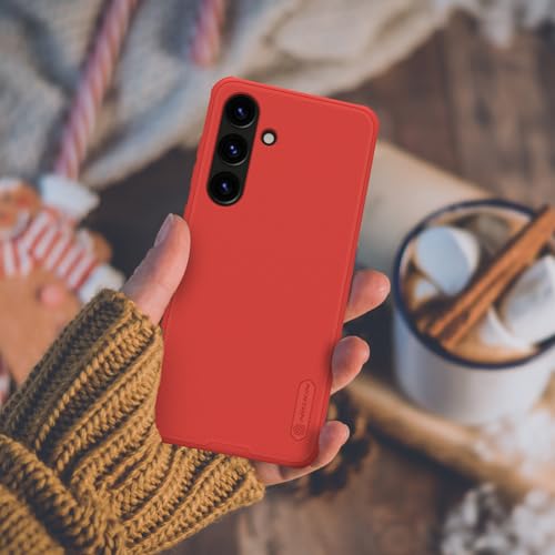 Image of Nillkin Case for Samsung Galaxy S24 Plus (6.7 inch Inch) Super Frosted Shield Pro Hard Back Soft Border (PC + TPU) Shock Absorb Cover Raised Bezel Camera Protect PC Red Color