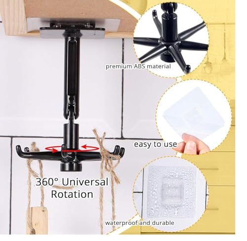 Image of 2 Pack Self-Adhesive Wall Hangers for Kitchen Bathroom Bedroom Office Storage Heavy Duty No-Drill 360 Rotating Utility Hooks for Utensils Towels Keys Accessories Strong Wall Mount Organizer