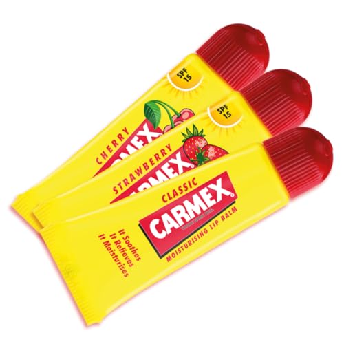 Carmex 3 x 10g Lippenbalsam mit SPF15 - Kirsch-, Klassik- und Erdbeerduft