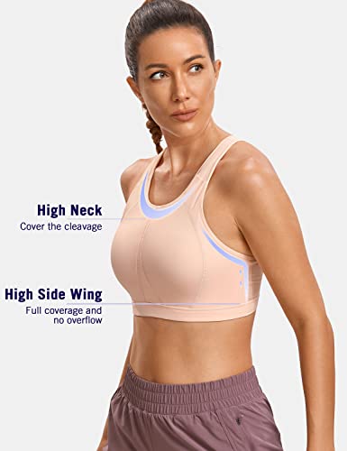 Image of SYROKAN Full Coverage Plus Size Sports Bras for Women | Racerback, Wireless, Removable Paddeds, Cooling Keyhole Back, High Support, Running Bra, Workout