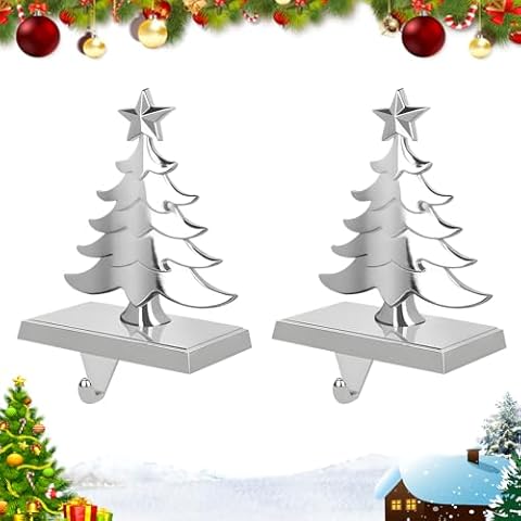 Set of 2 Silver Christmas Tree Stocking Holders Cover