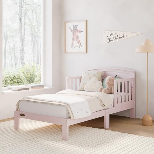 Image of Graco Benton Toddler Bed (Blush) - GREENGUARD Gold Certified, Baby Safety Alliance Verified, with Safety Toddler Guardrails, Fits Standard Crib Mattress, Easy Assembly, Kids Transition Bed
