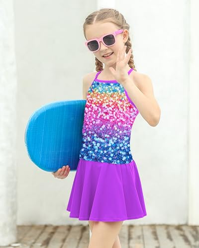 Image of Girls Tankini Swimsuit Mermaid Bathing Suits Criss-Cross Strap Adjustable Summer Beach Two Piece Swimwear Size 4-12