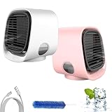 Aira Breeze Luftkühler Tragbar, 2025 Upgrade Air Breeze Klimaanlage, Kleine Klimaanlage Mit Wasserkühlung, Drei Windgeschwindigkeiten, Ohne Installation, Sofortige Kühlung (Rosa+Weiß)