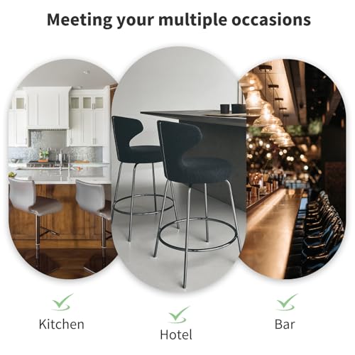 Image of Gollense Bar Stool Covers with Backs, Set of 4 Stretch Jacquard Barstool Seat Covers, Washable Swivel Pub Counter Height Chair Slipcover Protector for Home Kitchen Cafe (Velvet-Beige)
