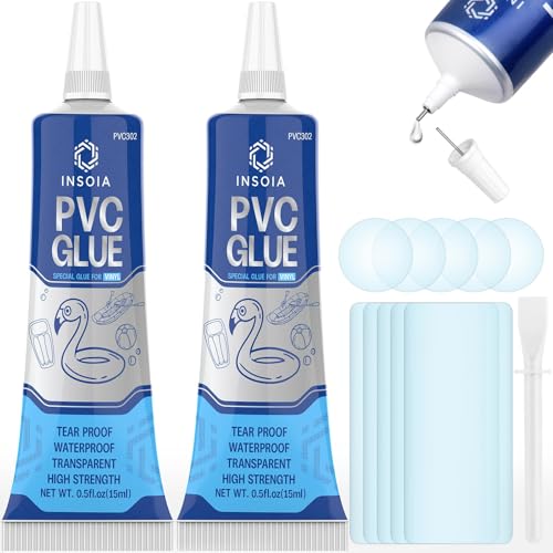 Pool Liner Patch, Air Mattress Repair Kit 15 ML x 2 – Waterproof Vinyl Repair Patch Kit for Inflatables, Swimming Ring, Tent, Bounce House, Inflatable Toys, Hot Tub, PVC Boat, Raft, Kayak