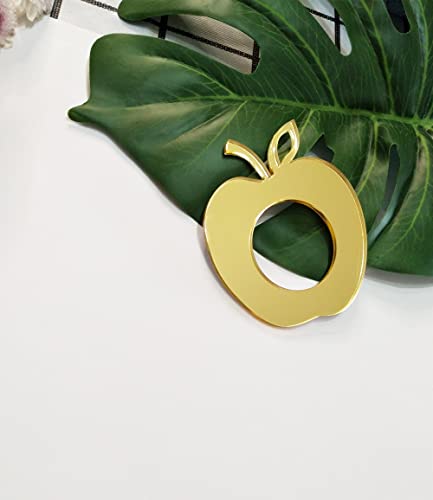 Acrylic Apple Napkin Rings, Apple Napkin Ring for Wedding Signs, Bridal Shower Party Décor, Engagement Apple Shaped Crafting Sets of 10 (Gold Mirror)
