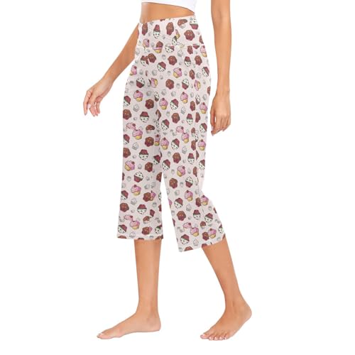 Cupcake Doce Sobremesa Cintura Alta Boot Cut Yoga Calças Femininas com Controle de Barriga Calças Es