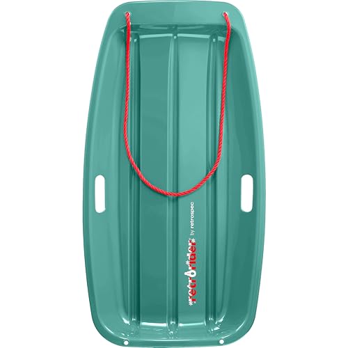 Retrospec Retrorider Plastic Snow Sled for Kids and Adults - Toboggan Style with Pull Rope, Cold-Resistant Construction & Hard Bottom for Fast Downhill Rides