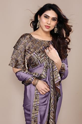 Image of MIRCHI FASHION Saree for Woman Chiffon Georgette Solid with Contrast Border | Lightweight Daily Wear Women's Sari and Printed Blouse Piece