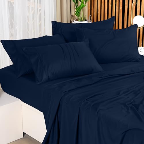 Image of Utopia Bedding Full Size Sheet Set - Bulk Pack of 10 Bed Sheets Set - Soft Brushed Microfiber - Deep Pockets - Shrinkage & Fade Resistant - Easy Care (Navy)