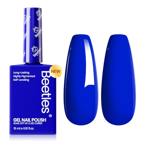 Image of Beetles Blue Gel Nail Polish - Noble Night, 15ML Royal Blue Gel Polish, Soak Off UV LED Summer Nails Art DIY Manicure for Women