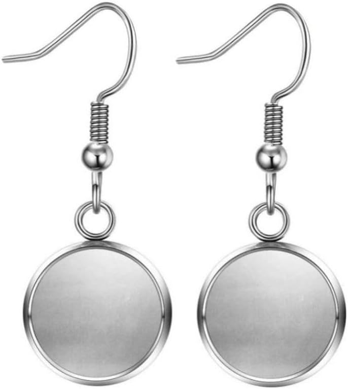 200pcs Adabele 316 Grade Surgical Stainless Steel Hypoallergenic Earring Wire Fish Hook Bezel Tray Blank Setting for 8mm Cabochon Photo Cameo Resin DIY Earrings Jewelry Making SEF7-8